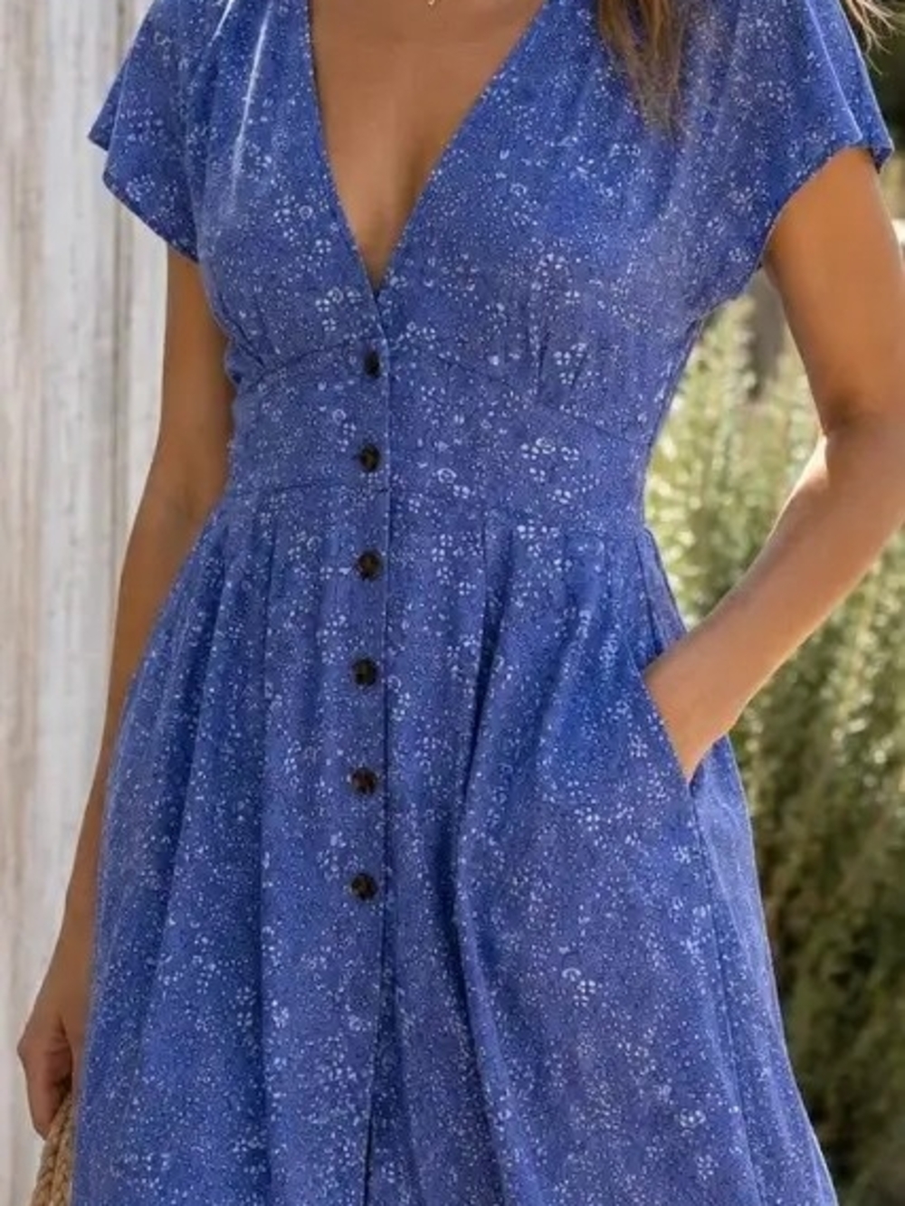 Marine Layer Camila Mini Dress in Navy Ditsy Floral Print